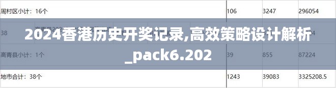 2024香港歷史開獎記錄,高效策略設(shè)計解析_pack6.202