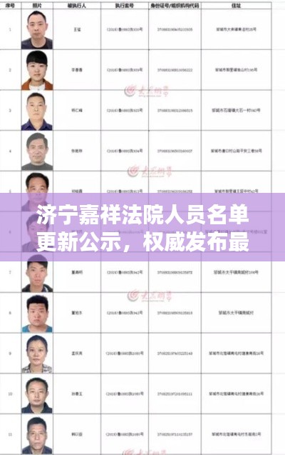 濟寧嘉祥法院人員名單更新公示，權(quán)威發(fā)布最新名單