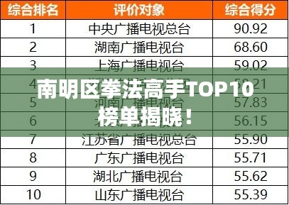 南明區(qū)拳法高手TOP10榜單揭曉！