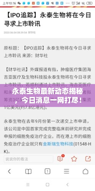 永泰生物最新動(dòng)態(tài)揭秘，今日消息一網(wǎng)打盡！