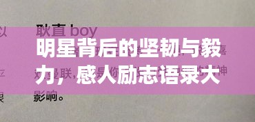 明星背后的堅韌與毅力，感人勵志語錄大揭秘！