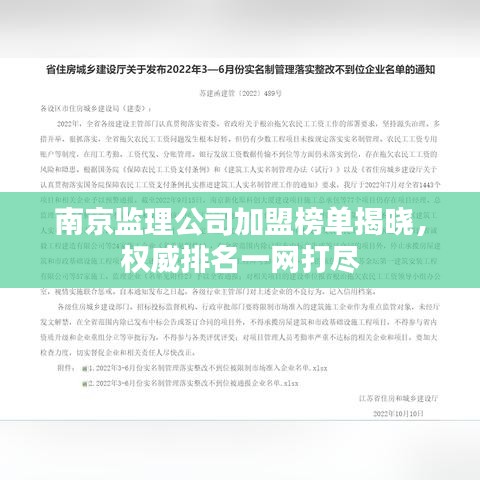 南京監(jiān)理公司加盟榜單揭曉，權(quán)威排名一網(wǎng)打盡