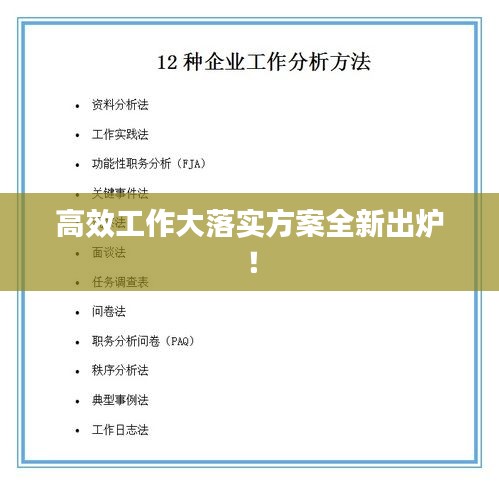 高效工作大落實方案全新出爐！
