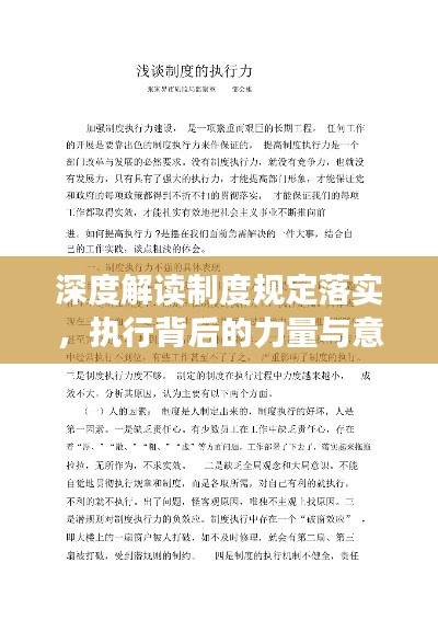 深度解讀制度規(guī)定落實(shí)，執(zhí)行背后的力量與意義