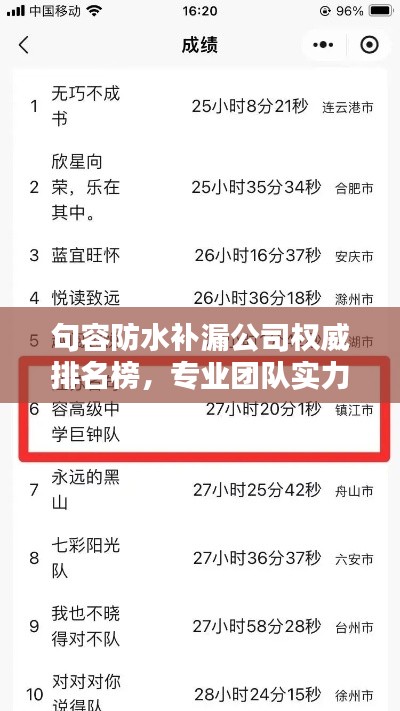 句容防水補(bǔ)漏公司權(quán)威排名榜，專業(yè)團(tuán)隊(duì)實(shí)力大比拼！