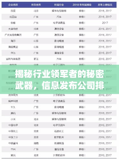 揭秘行業(yè)領(lǐng)軍者的秘密武器，信息發(fā)布公司排名榜單重磅出爐！