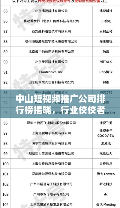 中山短視頻推廣公司排行榜揭曉，行業(yè)佼佼者一網(wǎng)打盡！